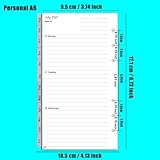 Personal Organiser Diary Refill 2026 2027, Aug to Jul, Week on 2 Pages with Monthly Tabs, Notes, Contact, 6 Hole, Personal A6 Academic Mid Year Calendar 26/27, Weekly Planner Inserts, 9.5x17.1cm - Image 3