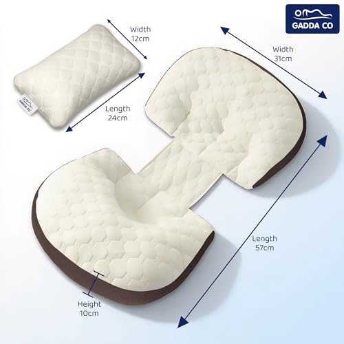 Image of GADDA CO Maternity Pillow for Pregnant Women | Adjustable Dual Pregnancy Wedge Pillow for Belly & Back Support | Butterfly Design Pillow with Hypoallergenic Pure Cotton Cover| Travel Friendly | Coffee