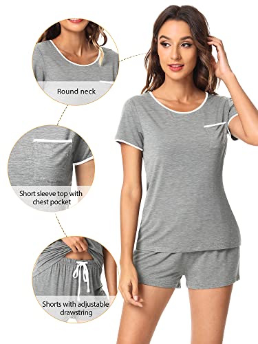 Image of WiWi Viscose from Bamboo Pajamas Set for Women Super Soft Short Sleeve Cooling Summer Plus Size Pjs Sets Sleepwear S-4X