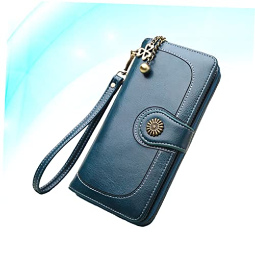Long Women's Waxed Leather Purse Zipper and Wallet Multi-function Shoulder Bag for3