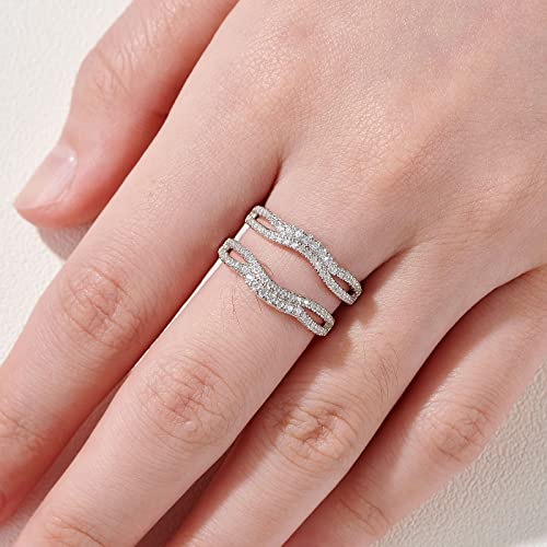 Newshe Jewellery Bridal Ring Enhancer for Engagement Rings AAAAA Cz Wedding Band for Women Eternity Ring Guard Size 5-104