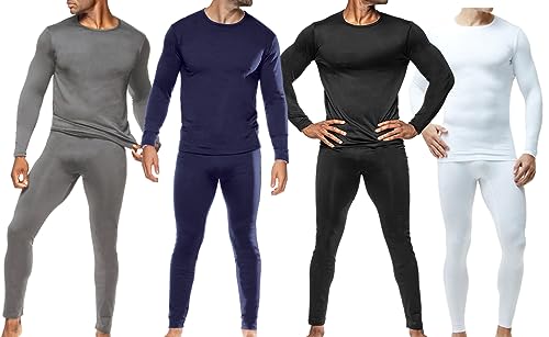 LUMB'R JACK Mens 2 Piece Fleece Lined Thermal Underwear Set, Insulated Long Johns Pant & Base Layer Top, Black/S3
