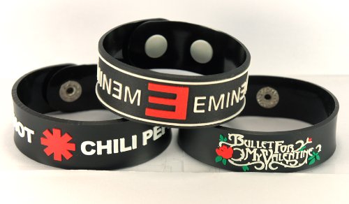 RED HOT CHILI PEPPERS BULLET FOR MY VALENTINE 3PCS New! Bracelet Wristband 3X