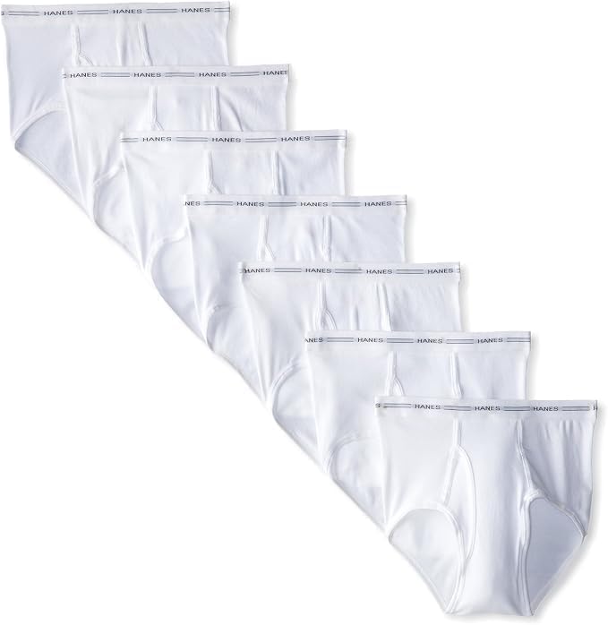 Hanes Men's Underwear Briefs, Cotton Mid Rise Briefs, Covered Waistband, Moisture Wicking, 8-pack - White - 8 Pack Medium
