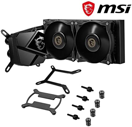 MSI MAG CORELIQUID P240 AIO CPU Liquid Cooler - Discreet Piano Black, Integrated Radiator Pump, Split-Flow Water Cooling, Evaporation-Proof Tubing, Easy to Install - AMD & Intel Compatible