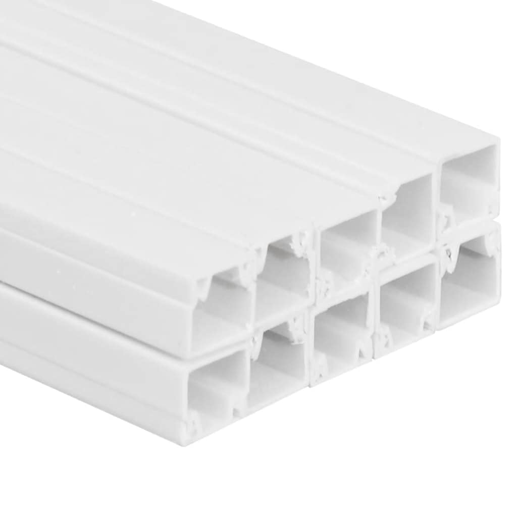 Tubos de instalación de PVC 30 x 20 mm, 10 m, 10 unidades, gestión de cables, canaleta de cables, caja de cables para oficina, pared, suelo para gestión de cables y escondite de cables