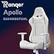 Ranqer Felix Gaming Stuhl - Professioneller Gaming-Sessel - Ergonomischer Gaming Stuhl - 180° verstellbare Rückenlehne mit Kissen - Stabiles Nylon Gestell - Komplett in Weiß