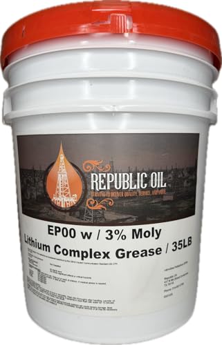 Republic Oil EP00 w/3% Moly Super Duty Grease 35LB | Bucket | Pail | High Temp | Lithium Complex | Compare to Palladium | Compare to Molytex |
