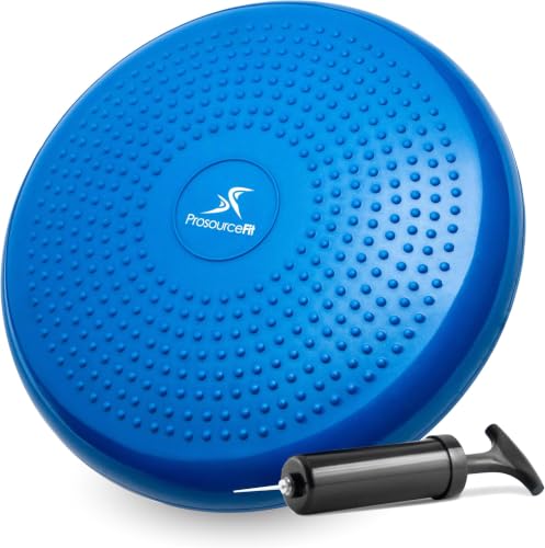 Image of ProsourceFit Core Balance Disc Trainer, 14 inch Diameter with Pump for Fitness, Balance Training, or Seating; Wobble Board Core Stability; Flexible Floor Cushions for Kids, Blue (Pack of 8)
