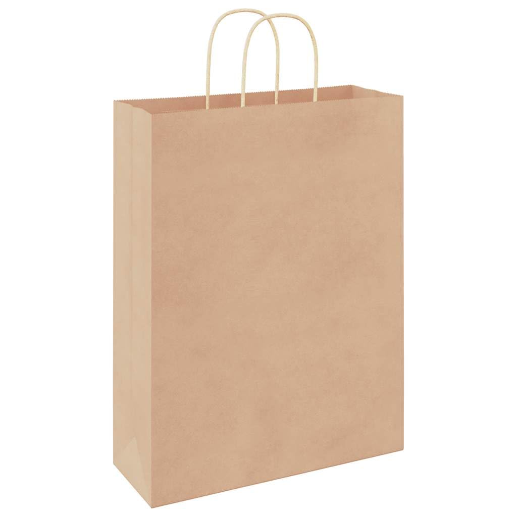 Sac en Papier Kraft Lot de 250, Sac Cadeaux Pochette Papier Sachet Kraft 250 pcs avec poignées marron 32x12x42 cm