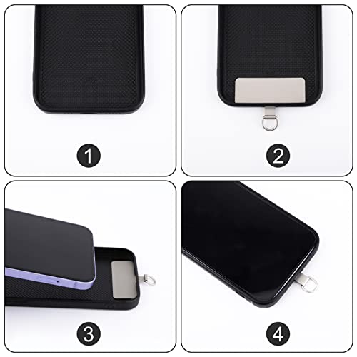 Phone Lanyard Tab, Sliver Iron Phone Tether Tab with 1 Mental Spring Ring Sturdy Portable Phone Lanyard Tether Tab for Cell Phone Replacement Part