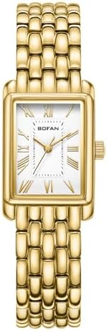 BOFAN Gold Watches for Women with Vintage Bracelet, Rectangular C...