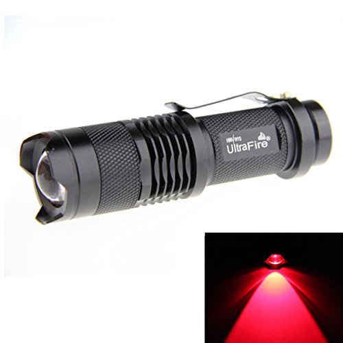 UltraFire Red Light sk68 CREE XP-L Q5 LED Flashlight 3 mode 300 Lumens Zoomable Torch(Only Flashlight)