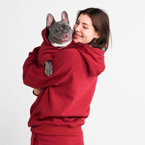 Image of Spark Paws Dog Hoodie - Premium Dog Sweater for Small, Medium, and Large Dogs | Warm Outfits for French Bulldogs, Pitbull, Puppy, Winter Jacket Alternative - Burgundy - L