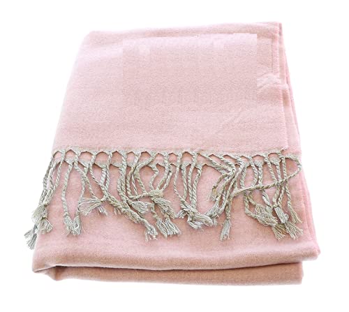 VERSACE JEANS COUTURE Light Pink Signature Label Fringe Fashion Scarf