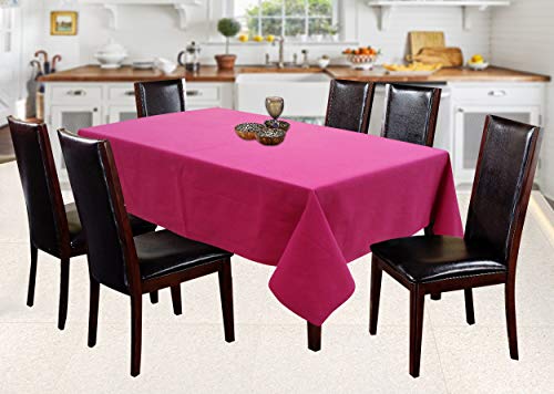 Image of AIRWILL 100% Cotton Solid Pattern 6 Seater Rectangle Table Cover Sized, 56x71 inches (Pink, Pack of 1)