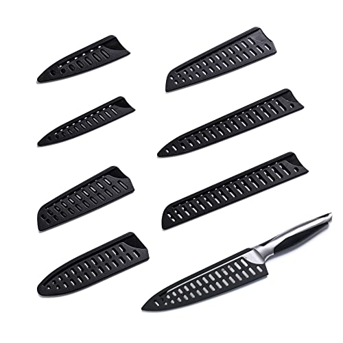 8-teiliges Messerschutz Set, Universal Klingenschutz, Messerschutzhüllen in 8 Größen für Kochmesser, Küchenmesser und Brotmesser, aus ABS, Schwarz