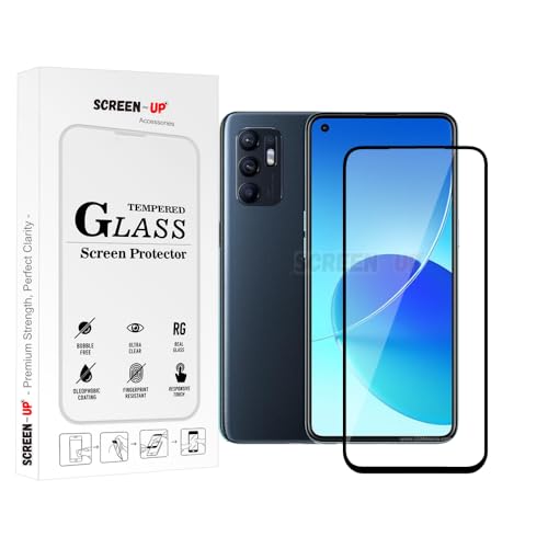 Image of ScreenUp Tempered Glass For Oppo Reno6 - Ultra Clear, 9H Scratch Resistant, Full Coverage, Easy Install Screen Protector