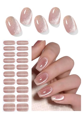 Wahrshei Pegatinas de Gel Rosa | 20 Pcs Gel Semicurado de Pegatinas | Adhesivos para Uñas