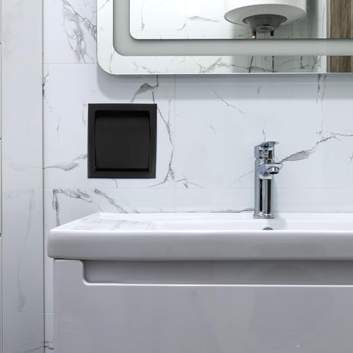 Soporte de papel higiénico empotrado de acero negro para baño 6