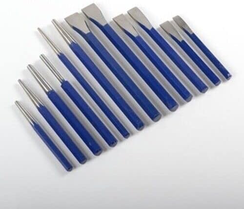 For 12 Piece Mechanic's Steel Punch & Cold Chisel Set for Metal Punching