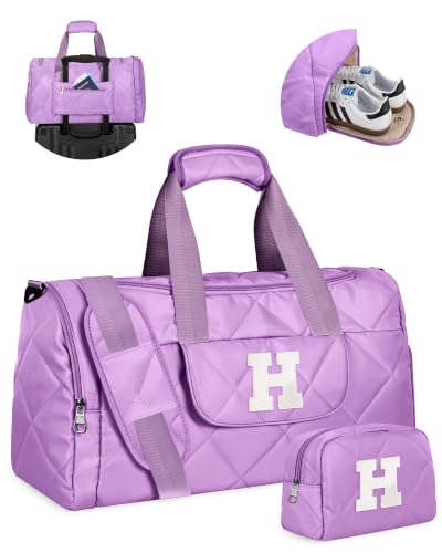 Elilier Duffel Bag for Travel, Gifts for Teenage Girls, Gym Bag, Letter H