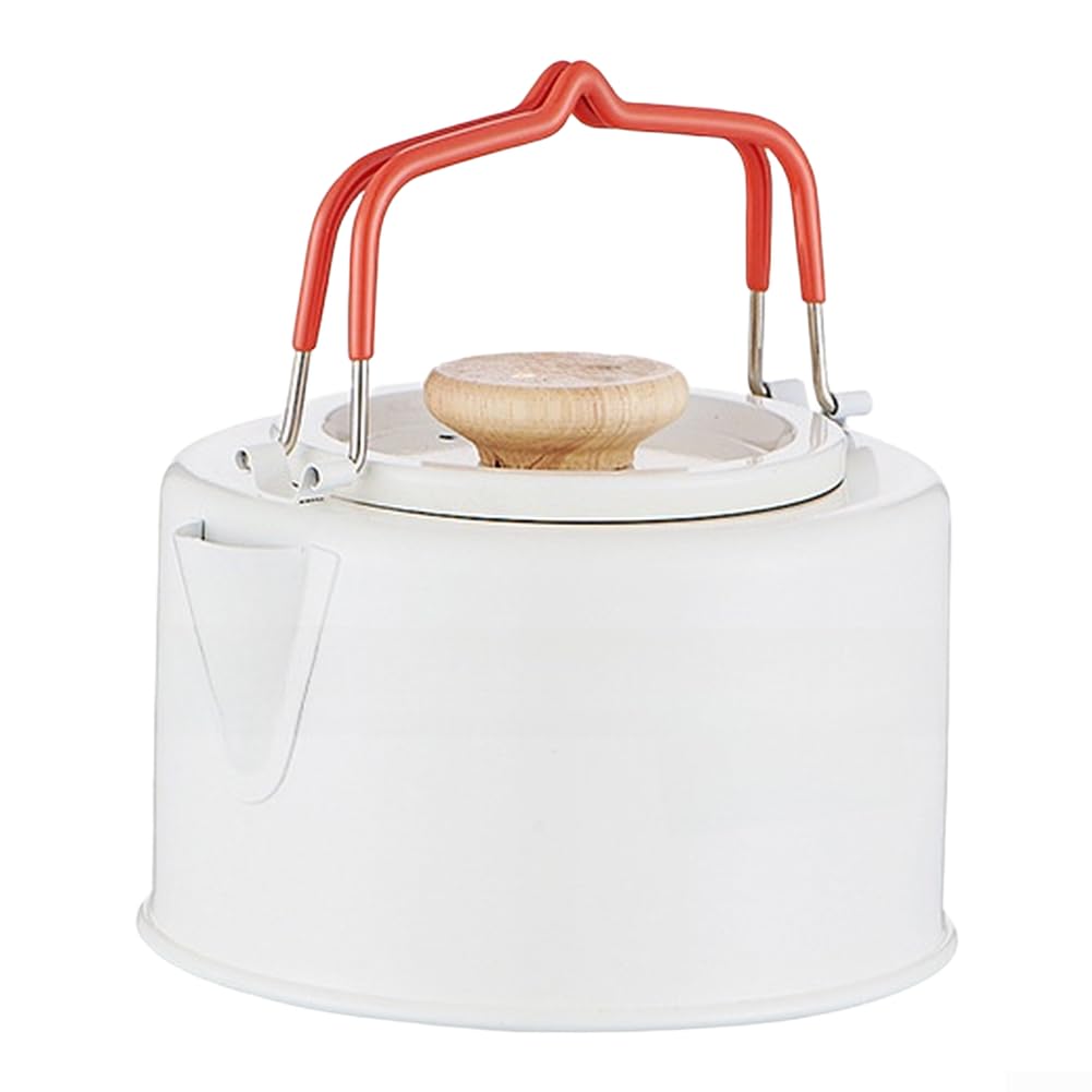 Hervidor de agua de 1100 ml en acero inoxidable 304 blanco para camping y viajes