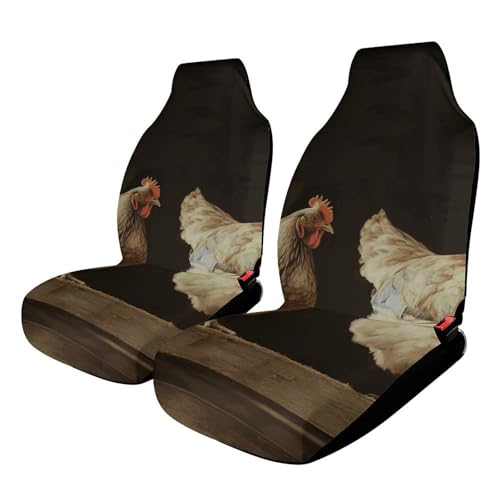 Housse de siège de voiture pour auto et camionnette avec motif trois poules imprimées