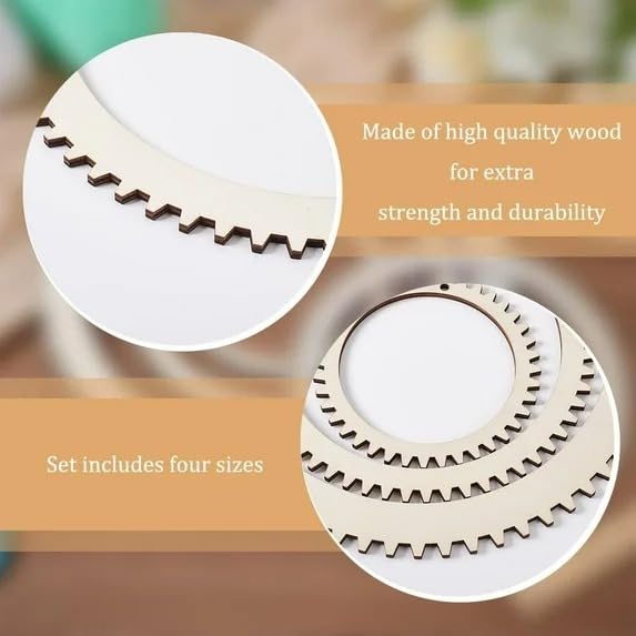 Curious Button Wooden Weaving Loom Gear Shape Set of 3 Sizes | Size:12,10,8IN 2.7 mm | DIY Yarn Art, Crochet, Needlework, Embroidery & Craft Supplies for Kids, School Projects & Home Decoration 2
