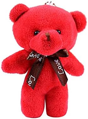 REBABA Mini Teddy Bear Plush Toy Stuffed Animal Toy Cute Plush Bear Pendant Doll for DIY Keychain Birthday Gift Party Favor Bag Accessories(red)