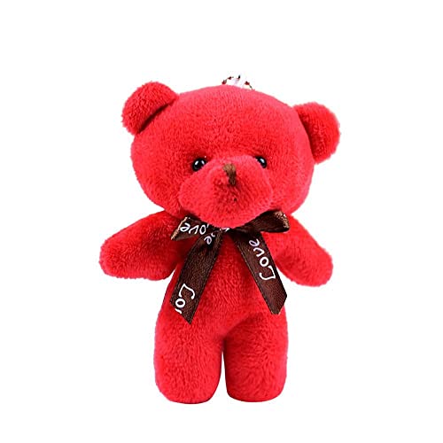 Rebaba Mini Teddy Bear Plush Toy Stuffed Animal Toy Cute Plush Bear Pendant Doll For Diy Keychain Birthday Gift Party Favor Bag Accessories(Red) #TOP3
