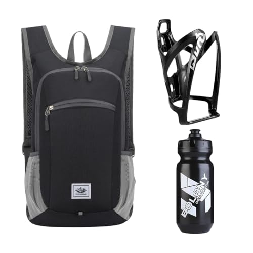 Fahrradrucksack Ultraleicht Trinkrucksack Fahrrad MTB Wasserdicht Rucksäcke 15l & 610 Ml Fahrradflasche Leicht Getränkehalter Trinkflasche Flaschenhalter Mountainbikes Rennrad Sportrucksack Schwarz
