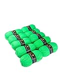 Gesamtlänge je ca. 130lfm PSYWORK 10er-Pack 50g Schwarzlicht Wolle Neon Grün