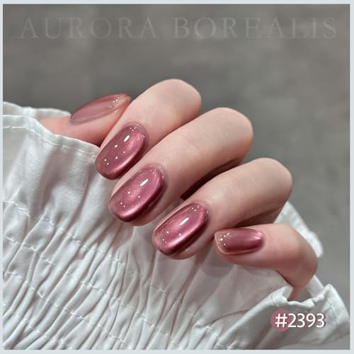 Image of THR3E STROKES Cat Eye Gel Nail Polish Set for Pink Brown Glitter Holographic Cat Eye, Salon Gel Manicure and Nail Art DIY at Home, Bright Moonlight (NEBULA)