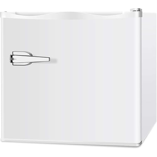 Mini Freezer, 1.2 Cu.ft Small Upright Freezer with Handle, Removable Shelves, 7 Adjustable Thermostat, Low Noise for Bedroom/Apartment/Office, White