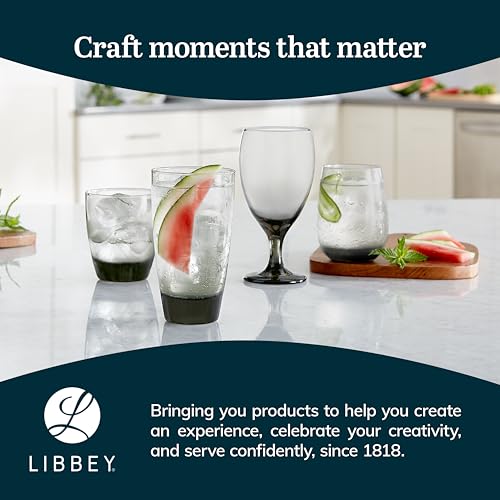 Image of Libbey Classic Smoke Goblet Beverage Glasses, Set Of 6 Timeless Goblet Drinking Glasses - Dishwasher Safe Glass Goblets for Wines, Smoothies & More