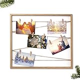 B-living - Bilderrahmen 50 x 43 x 2,5 cm, Fotowand zum Anbringen von Fotos, Fotorahmen/Collage mit stabiler Rückwand, inkl. Naturseil & 10 Klammern