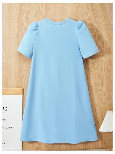 Verdusa Girl's Preppy Clothes Puff Short Sleeve Pleated Hem Loose Fit Cute Dresses2