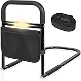 FREEAMG Bed Rails for Elderly Adults with Motion Sensor Light, Bed Assist Rails Adjustable Heights with Storage Bag, Safely Assist Handrail Bar for Seniors, Disabled, Children, Pregnant Women