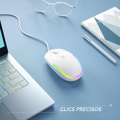 Miniatura 7 de Seenda Ratón Con Cable, Ratón Para Ordenador Con Cable, 1600 Dpi Usb Ratón Con Cable Para Ordenador Portátil Pc Ordenador Mac, Color Blanco