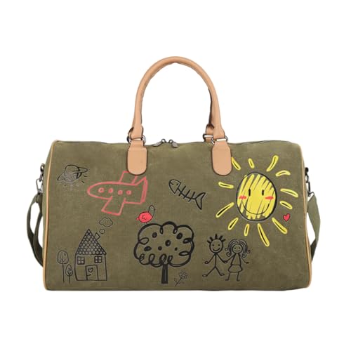 Image of PALAY Travel Bag Army Green Canvas Weekender Overnight Gym Bags Carry On Large Bag for Men Women Water Resistant Gym Sports Olive