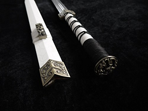 Chinese Sword/Han Jian/Medium Carbon Steel Blade/White Leather Paint Scabbard #TOP4