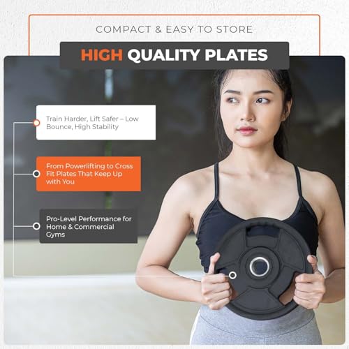 InTheMarket - Disques de poids olympiques en uréthane – Design durable et silencieux pour la musculation, l'haltérophilie et la gym à domicile – Plusieurs poids disponibles (2,5 kg à 25 kg) – Image 6