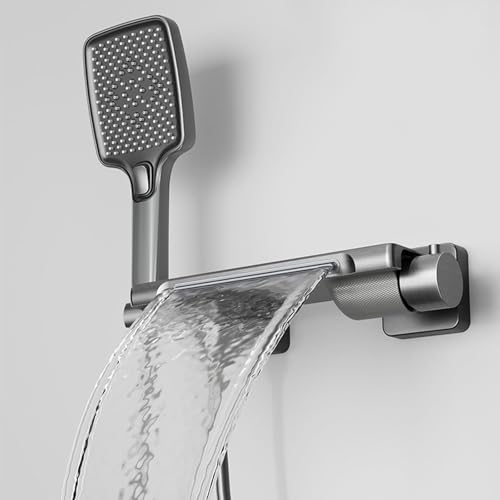 Robinet de baignoire blanc cascade mural avec sa douchette élégante