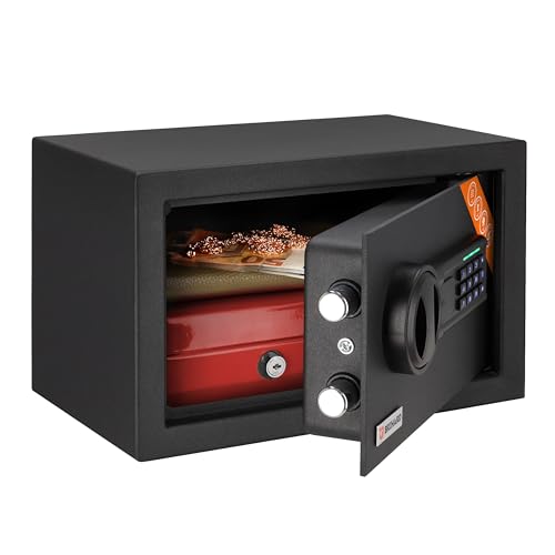 Brihard Home Mini Caja Fuerte Electrónica 20x31x20cm, de 11L para Dinero y Joyas, Compacta con Teclado Digital y Pantalla LED para el Hogar
