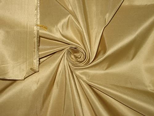 Tissu taffetas 100 % pure soie doré clair au mètre largeur 137 cm pour rideaux
