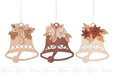 Tree Decoration Hangings Bell (6) Width x Height of Approx. 5.5 cmx6,5 cm ore Mountains Christmas Tree Decoration Tree Decoration