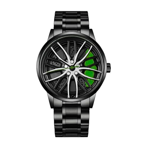 Image of GOLDENIZE FASHION Branded Men's Sport Quartz Watch Car Wheel Dial Rotating Casual Fashion Stainless Steel Alloy Men Multicolour Luxury Watches Wheel Dial Men's Metal Watch Gift Creative Watch