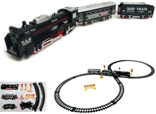Giffy / 23 Parça Işıklı Klasik Tren Seti 96Cm 3 Farklı Ray Modeli Pilli Retro Tren raylı oyuncak full fonksiyon çocuklar için eğitici - Görsel 1