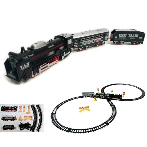 Giffy / 23 Parça Işıklı Klasik Tren Seti 96Cm 3 Farklı Ray Modeli Pilli Retro Tren raylı oyuncak full fonksiyon çocuklar için eğitici